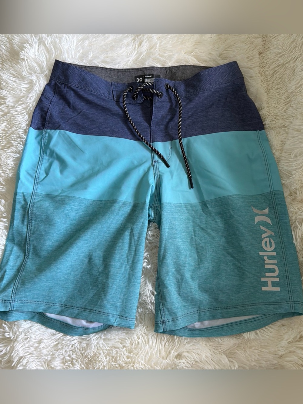 Hurley Men’s Teal and Navy Colorblock Board Shorts